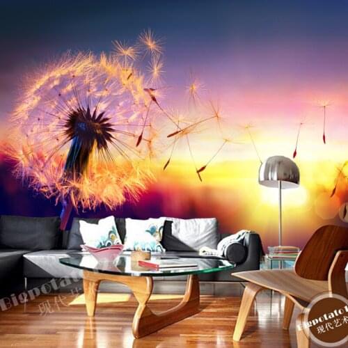 Modern decorative photo wallpaper, dandelion sunrise, natural landscape murals for living room sofa background wallpaper