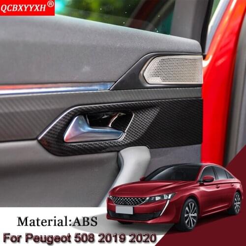 Car Styling ABS Car Interior Door Bowl Stickers Sequins Cover Frame Automobiles Car Accessories Fit For Peugeot 508 2019 2020