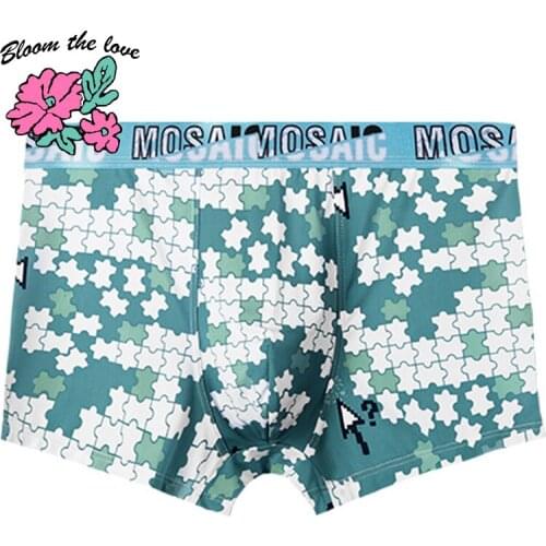 [Bloom the love] Underwear Men Boxer Homme Print Mens Boxers Panties Cuecas Masculina Calzoncillos Hombre Man Underpant L-3XL
