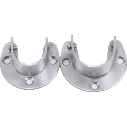 U-Shaped Stainless Steel Clothes Rail Closet Rail Curtain Rod Shower Curtain Closet Rod End Supports Closet Pole Sockets