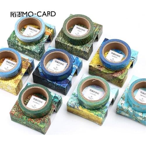 15mm*7m Quality Retro Washi Tape Van Gogh Hand Account Masking Tape Cute Photo Album Diary DIY Decoration Stickers Easy To Tear
