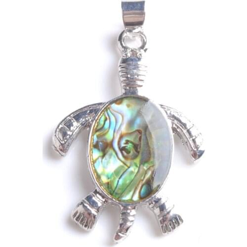 WOJIAER New Zealand Abalone Shell Pearl Gem Bead Tortoise Pendant Womens Jewelry PN794