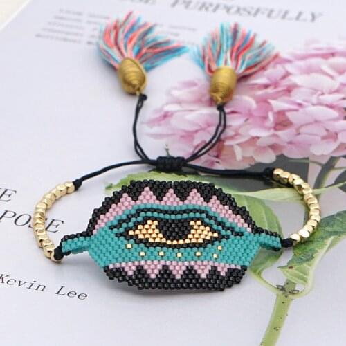 Bohemian Miyuki Beads Chain Bracelet For Women Ethnic Evil Eye Handmade Wristband Lucky Bracelets Jewelry Joyas Pulsera Gifts