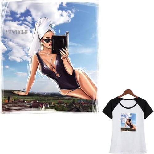 Woman Flower Patch Fashion Parches Washable Diy Heat Print On T-Shirt Dresses Sweater Garment Sticker On Clothes Iron