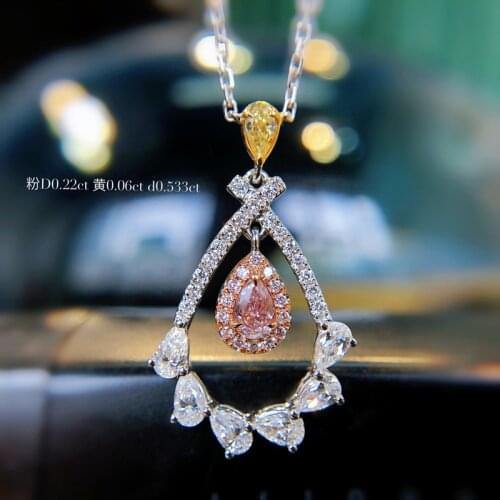 Genuine 925 Silver Ladies Pink Crystal Pendant Necklace Bling CZ Elegant Temperament Sweater Necklace Chain Trendy Choker