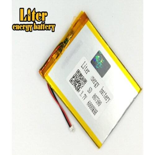 1.5MM 2pin connector 807590 3.7V 6000mah Lithium Polymer Battery for Medical equipment, Recreational machines power bank