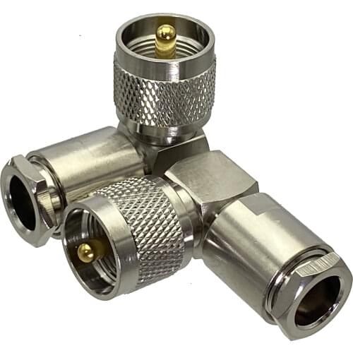 1Pcs Connector UHF PL259 Male plug Right angle Clamp RG8 LMR400 RF Adapter Coaxial High Quanlity
