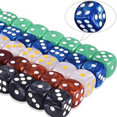 10pcs/set 10 colors Two-color Dice Pearl color Puzzle Game 10 Kinds Colorful Point Dice Send Children Funny Game 16mm