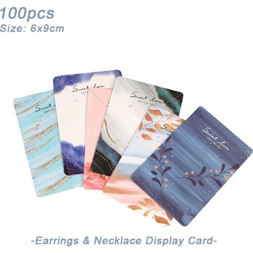 100Pcs Earrings and Necklaces Display Cards Kraft Paper Jewelry Earing Packaing Hanging Card Cardboard Holder Hole Punch 6*9cm