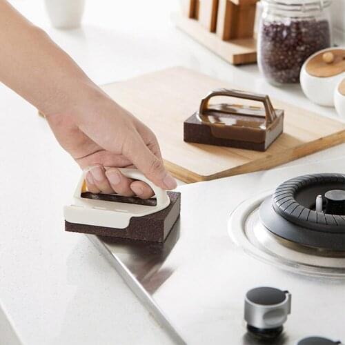 2019 1PC Bowl Pot Brush Magic Sponge With Handle Strong Decontamination Diamond Sand Bath Tiles Sponge Kitchen Clean Tools 1055A