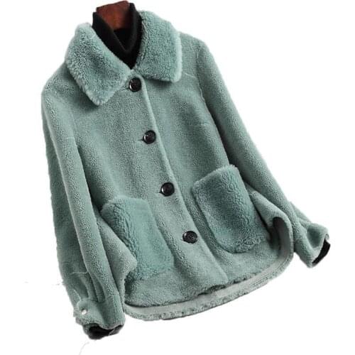 2021 Autumn Genuine Wool Soft Single-breasted Turndown Collar Winter Coat Jackets Short Lambswool Thick Warm Women Coats X361