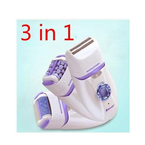 3 in 1 Lady Epilator with Extra Shaving head,Hair Removal,Rechargeable,AC110V-240V,for body,face,underarm,bikini
