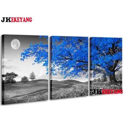3pcs 5D Diy round/square diamond painting Tree and moon Diamond Mosaic Embroidery cross stitch Y4077