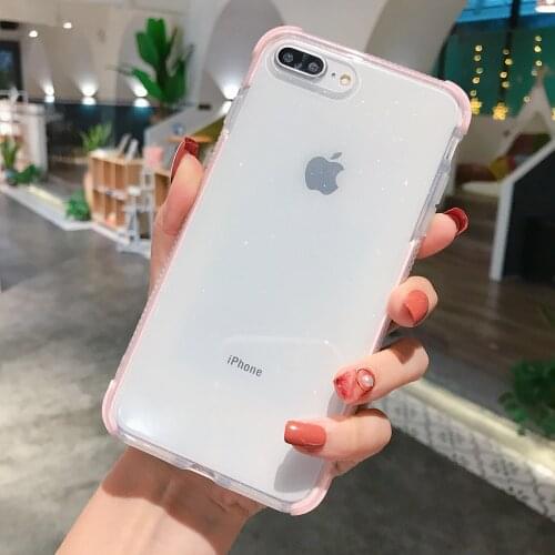 For iPhone 11 Pro Max Bling Glitter colourful Transparent Silicone Case For iPhone X XR XS Max Soft Bumper Cover On 6S 7 8 Plus