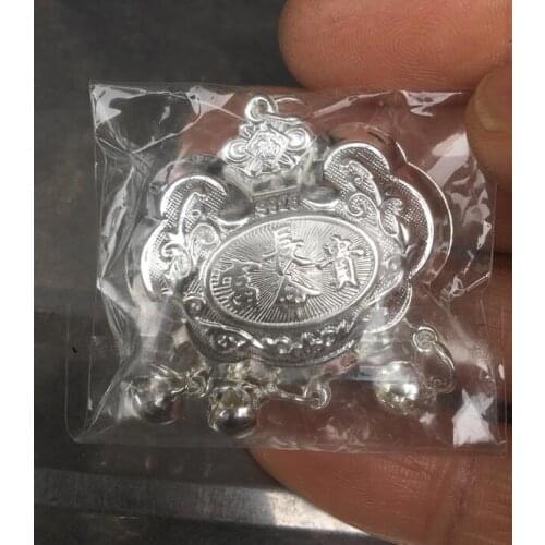 Long life and wealthy silver lock auspicious wealth pendant Statue