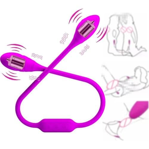 Double Dildo Vibrator Two Ended Jump Egg Sex Toys for Women Couple Silicone Anal Butt Plug Masturbation Clitoris Stimulator