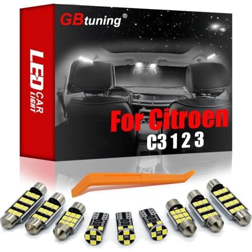 GBtuning Canbus LED Interior Light Kit For Citroen C3 I II III 1 2 3 (2002-2018) Hatchback Car Map Dome Reading Lamp Accessories