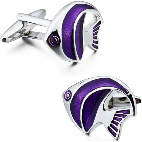 HAWSON Purple Cufflinks for Mens Trendy Fish Pattern Cuff Links Party Jewelry Shirt Accessory&Ornament