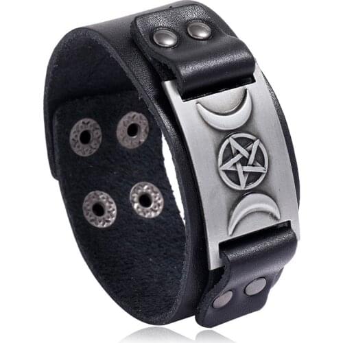 Jessingshow Vintage Nordic Rune Totem Viking Bracelet Nordic Leather Wide Bracelet Nordic Mens Bracelet Jewelry