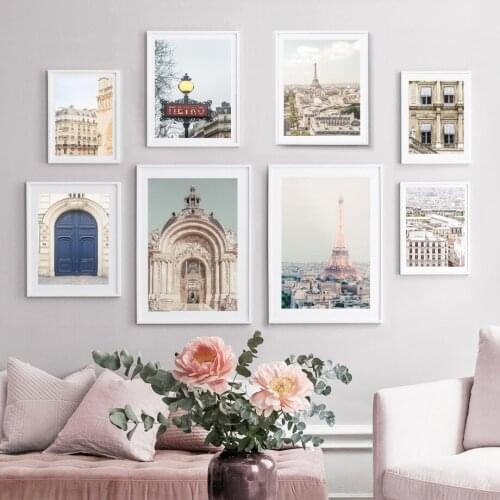 Canvas Painting Paris Tower Streetlamp Wall Art Nordic City Landscape Posters and Prints Pictures for Living Room Home Decor