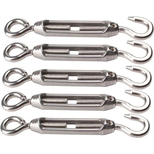 M4 304 Stainless Steel Hook & Eye Turnbuckle Wire Rope Tension Pack Of 5