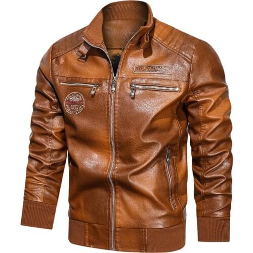 New Men Faux Leather Jackets Winter Warm Casual Mens Motorcycle Biker Jacket Fashion Zipper Embroidery Outerwear Coat Clothing