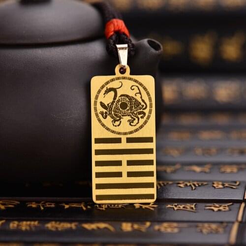 Kaiguang brass couple pendant, eight character five element water supplement pendant, Eight character water shortage replenis