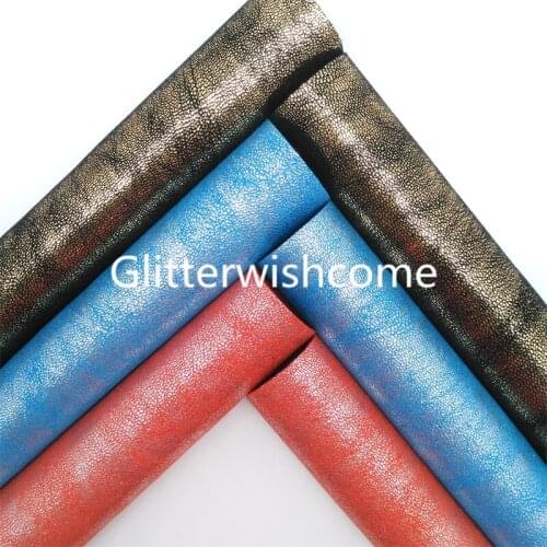 Glitterwishcome Metallic Synthetic Leather Faux Fabric Sheets with Felt Backing for Accessories Bows DIY 21X29CM GM2007B