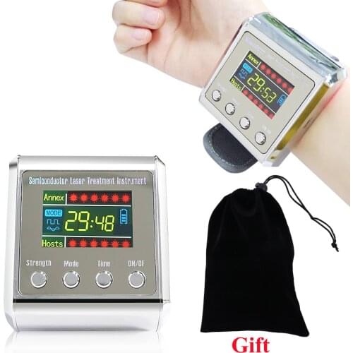 Medical Laser Therapy Watch 650nm Physiotherapy Wrist Diode LLLT for Sinusitis Diabetes Hypertension Treatment Diabetic Machine