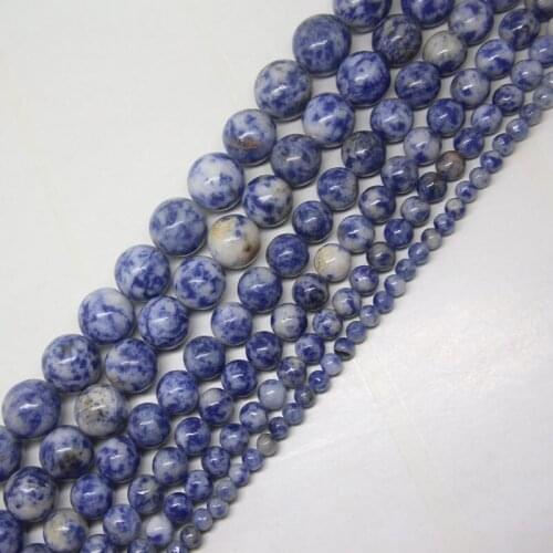 Mini.order is $7! 4-14mm Natural Smooth Round Sodalite Point Stone DIY Loose Beads 15"