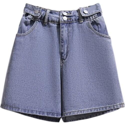 Plus Size 6XL 5XL 4XL 3XL 2XL Women Summer Short Pants Femme Elastic High Waist Wide Leg Denim Shorts Casual Denim For Mujers