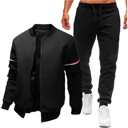 2021 Autumn Mens Set Spring Autumn Man Sportswear 2 Piece Sets Sports Suit Jacket+Pant Sweatsuit Male Tracksuit Plus Size S-4XL