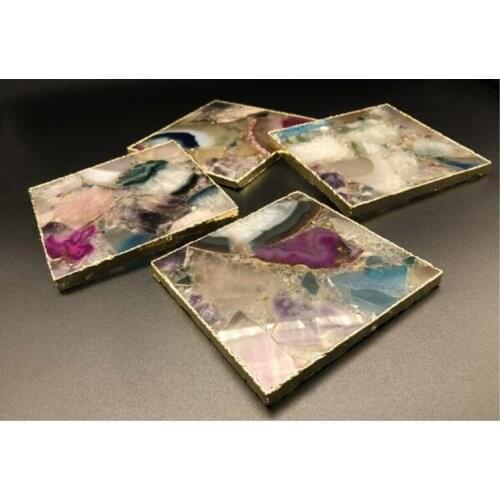 Pack of 2pcs Cup Coaster Agate Slice Mats Pad Tableware Accessories jewelry display plate