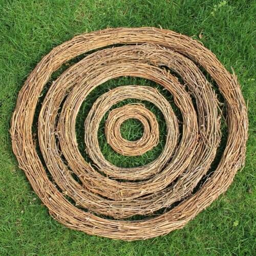 Natural Woven Rattan Hoop Garland Christmas Wreath Wall Xmas Tree Hanging Decor
