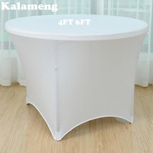 New White Round Table Cover Spandex Lycra Stretch WEDDING PARTY BUFFET 4,5,6FT CR-004