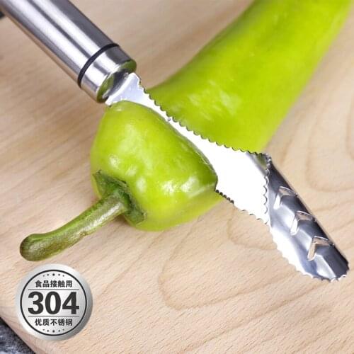 New Kitchen Tools Vegetable Tool Stainless Steel Jalapeno Pepper Corer Tool Serrated Edge Coring Tool Serrated Seed Remover