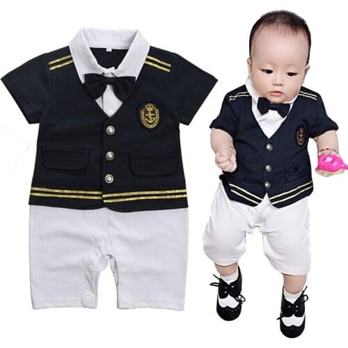 Newborn Baby Clothing Summer Gentleman Rompers 0-24M Baby Boys Cotton Jumpsuit Baby Body Party Clothes Unisex Costumes MBR283