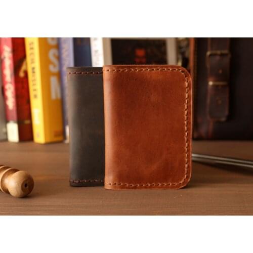 Valuaes Orthogonal Wallet Handmade Genuine Leather Patched 2021 Fashion Top Quality Card Holder male Purse Clutch Vintage