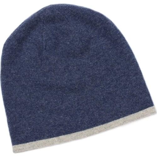 Autumn and winter encryption double-sided cashmere leisure big hat men and women thick knit hat solid color