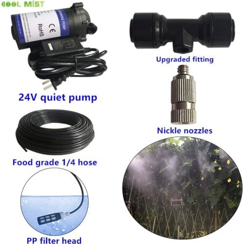 S255 Water mist cooling sytem 22pcs nozzles atomizer 20M hose water sprayer automatic irrigation sprinkler for garden watering
