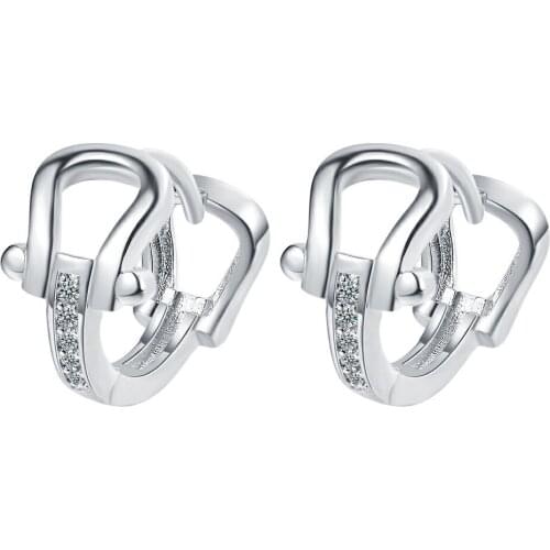 925 Sterling Silver Geometric Piercing Stud Earrings For Women Girls Engagement Jewelry Pendientes eh062