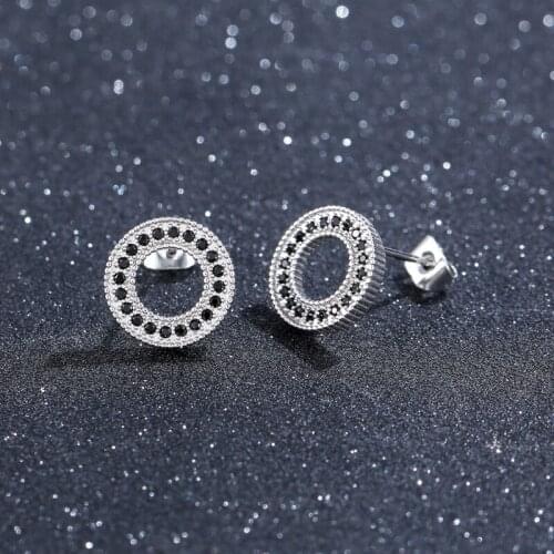 Classic High Premium texture Copper Shiny Black Zircon Engagement Stud Earrings for Women Fine Fashion Jewelry