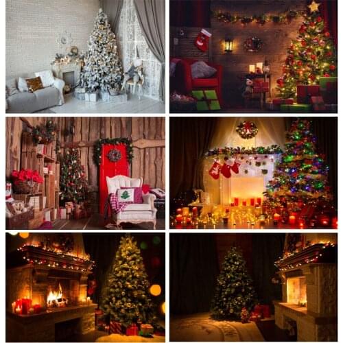 SHENGYONGBAO Art Fabric Christmas Day Photography Backdrops Prop Christmas Tree Festival Photo Studio Background XT20924SD-10