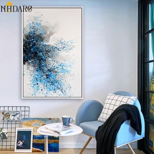 Blue Abstract Chic Canvas Art Print Painting Poster, Home Decor Painting & Calligraphy, Wall Pictures For Living Room Wall Decor