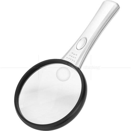 Hand-held LED lamp lighting double rate elderly reading reading magnifying glass acrylic optical high-definition lens