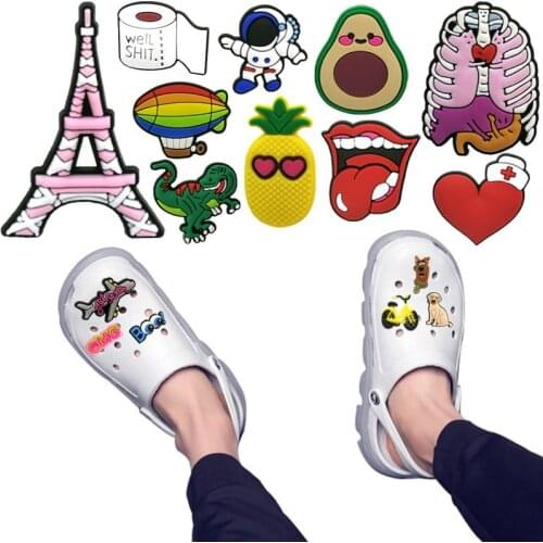 1pcs Animals Dog Shoe Charms Cactus Avocado Decorations Medical Accessories Coffee Daisy Heart Jibits Ornaments Kids Adult Gift
