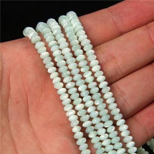 Green Mother of Pearl Rondelle Beads for Jewelry Making Natural Shell Loose Beads Accessories DIY Necklace Bracelets 15" 3x5mm