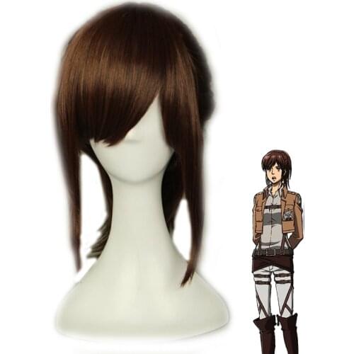 Anime Attack on Titan Sasha Blouse Short Ponytail Wig Cosplay Costume Women Heat Resistant Hair Cosplay Wigs