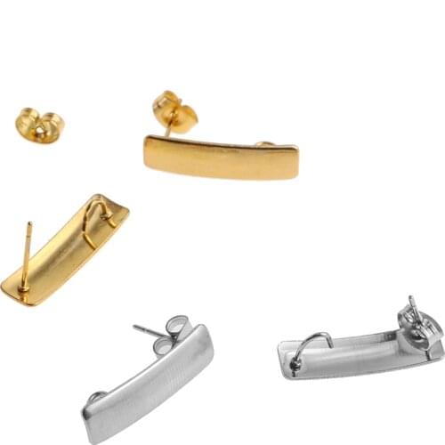 10pcs/lot Stainless Steel Earrings Gold Rectangle Base Connectors Linker DIY Fashion Hypoallerginic Jewelry Making Accessories