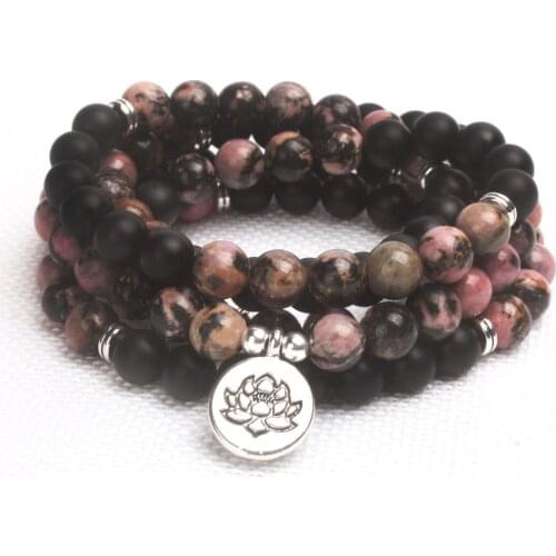 108 Mala Beads Black Matte Black Silk Red Beads Wrap Bracelet Or Yoga Necklace Meditation Rosary Bracelet